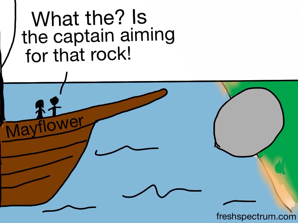 What the? Is the captain aiming for that rock!
