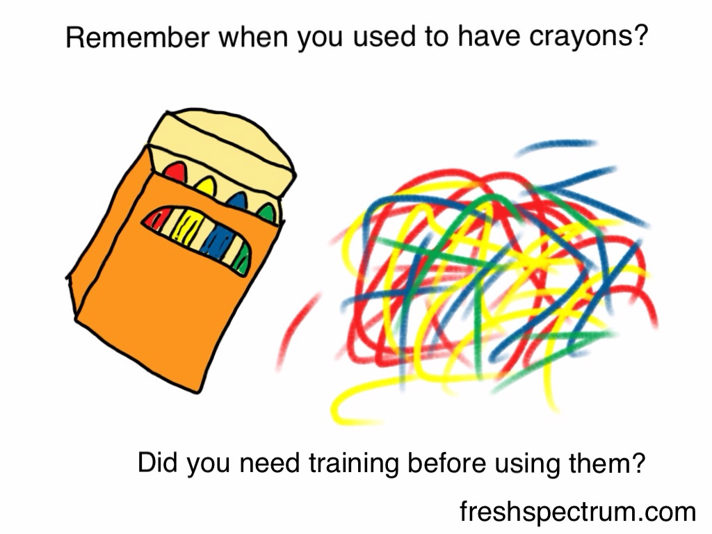 Remember when you used to have crayons? Did you need training before using them?
