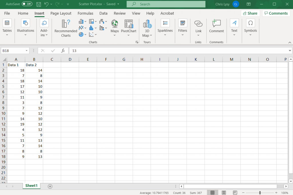 How to Create Scatter Plots in Excel - Simplified How To Step 1 Illustration