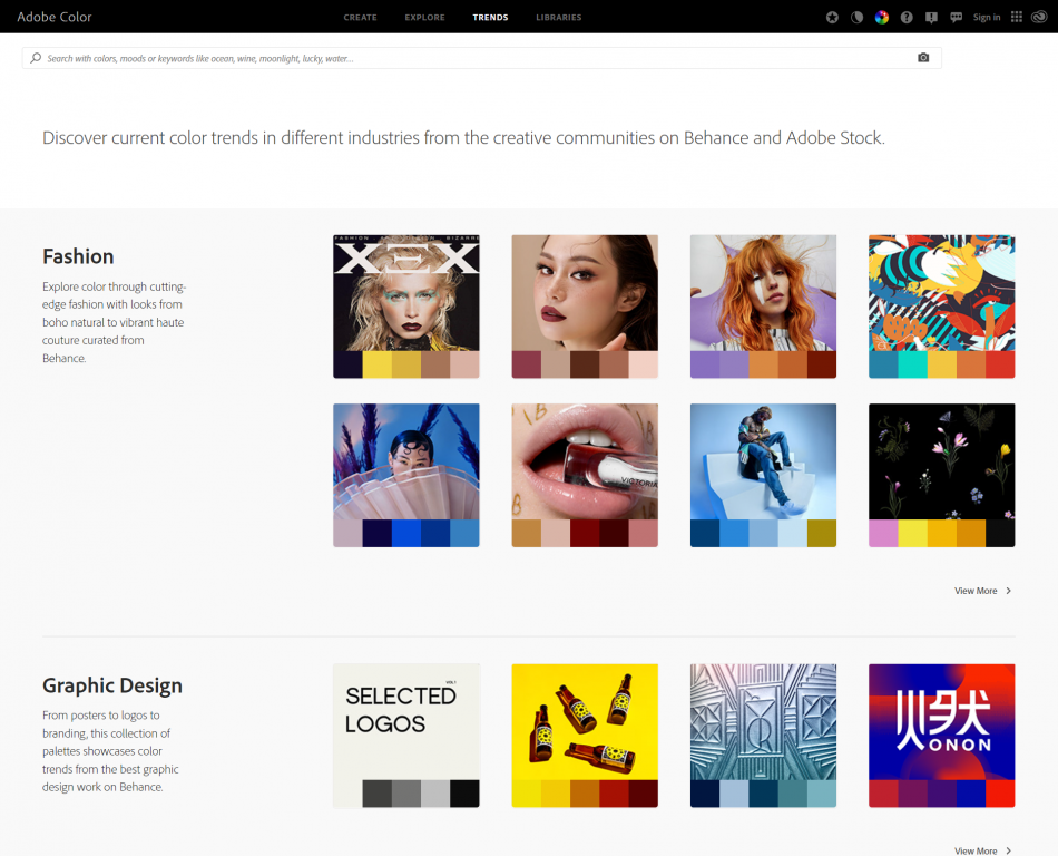 Adobe Color - Trends Explorer  [Screenshot]