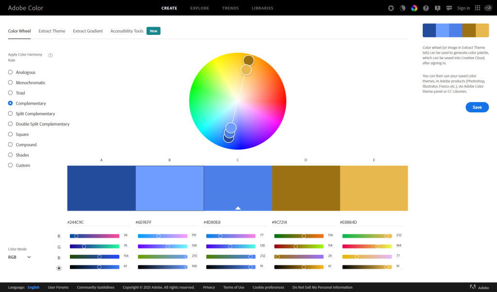 Adobe Color - 
Color Wheel [Screenshot]