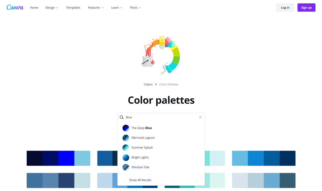 Canva.com
Color palettes [Screenshot]