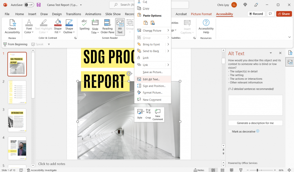 Screenshot of Edit Alt Text in Microsoft PowerPoint