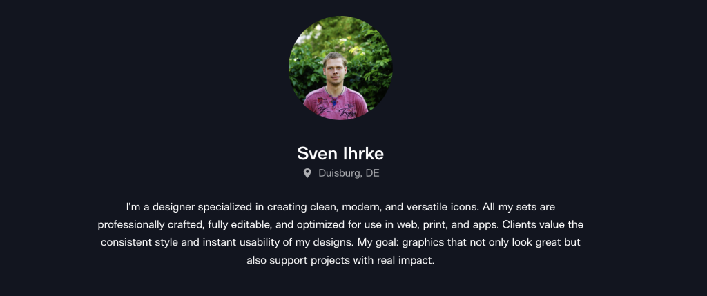 Screenshot of Sven Ihrke's noun project profile.