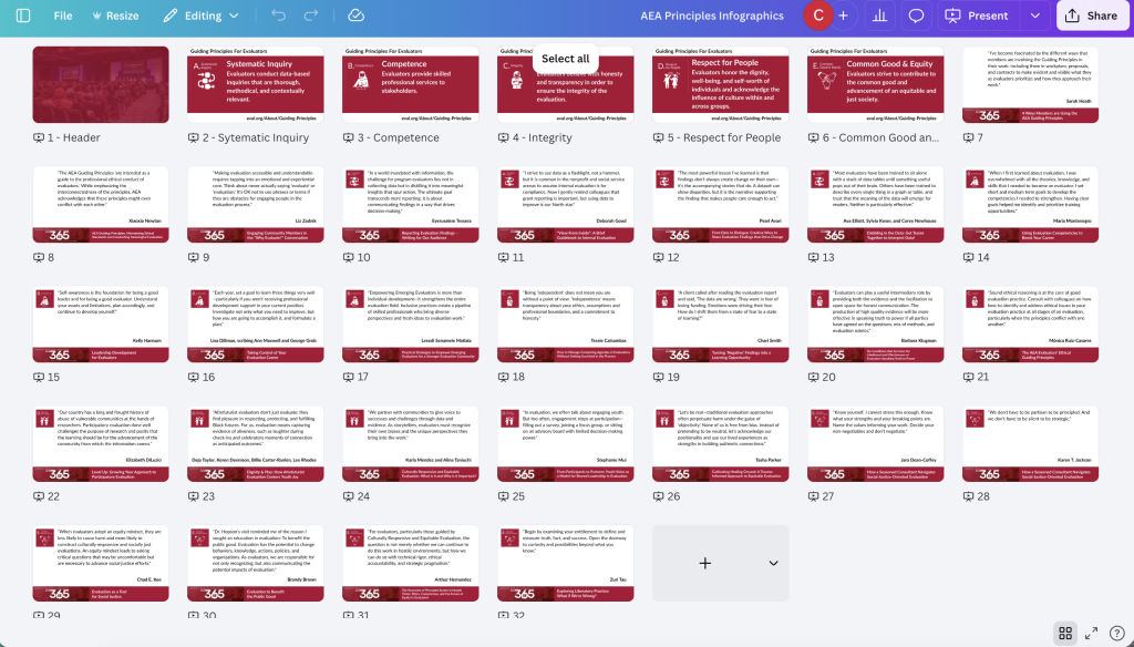 Screenshot of my mini infographic collection in canva showing 32 images.