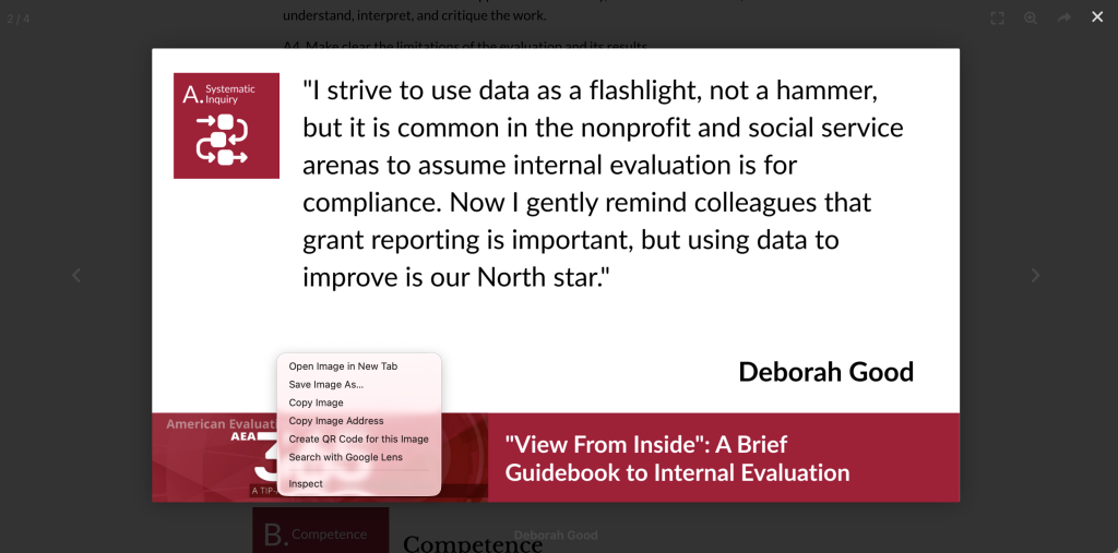 Screenshot showing one of the quotes in a light box with the ability to save the image.